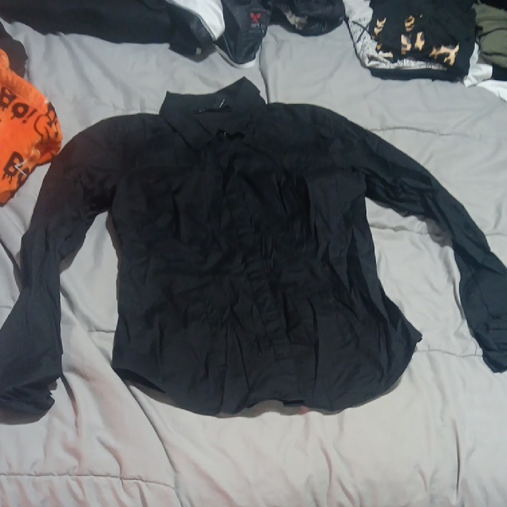 Free With Any Purchase White House Black Market Black Collared Button Blouse